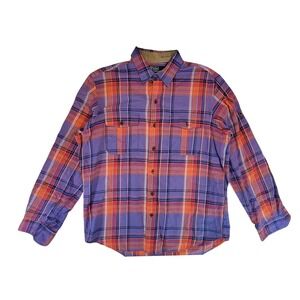 Polo Ralph Lauren Mens Plaid Long Sleeve Button Down Shirt Purple Orange Size L